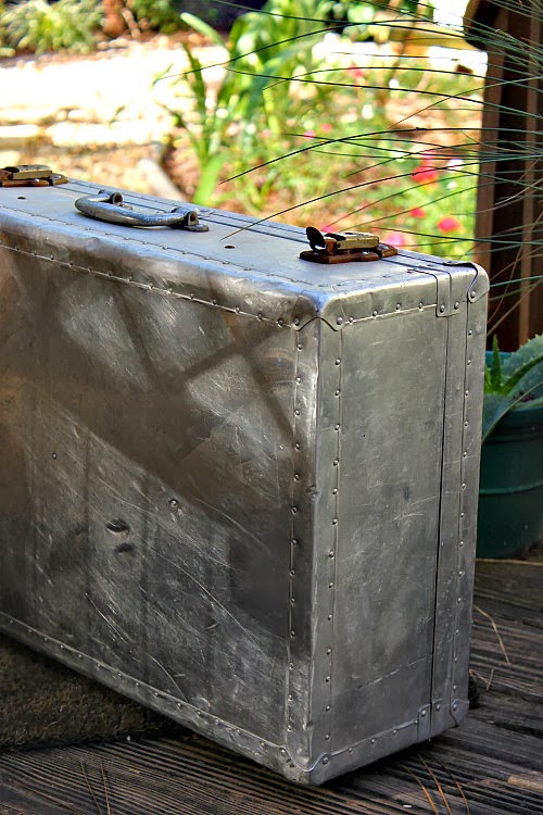 Olive Out Vintage Aluminum Suitcase