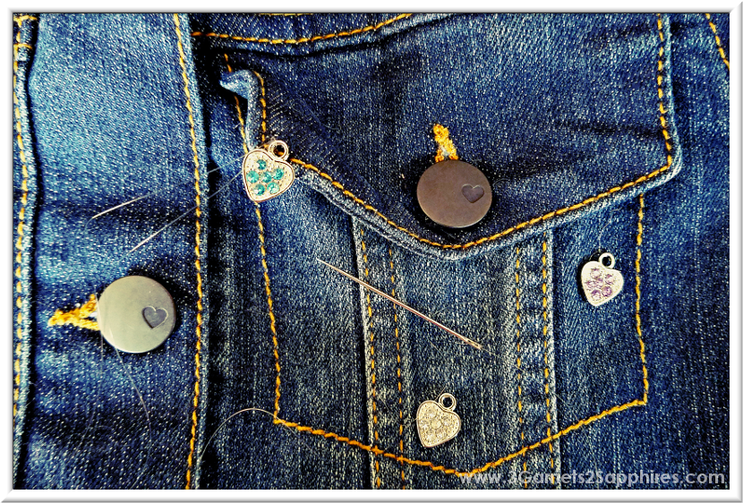 3 & 2 Sapphires Craft with Glitter Fabric Paint Pens on Denim