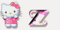 Alfabeto de Hello Kitty en diferentes posturas Z. 