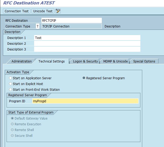 HOW TO SAP Create RFC TCPIP connection and Register Server Program