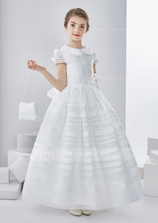 How to Chose a First Communion Dress w/ Aislestyle http://www.aislestyle.co.uk/ball-gown-high-neck-short-sleeve-bows-floorlength-organza-communion-dress-p-412.html