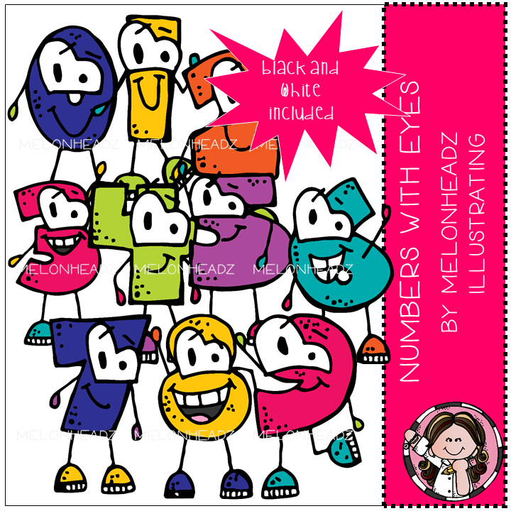 Numbers with Eyes clip art COMBO PACK