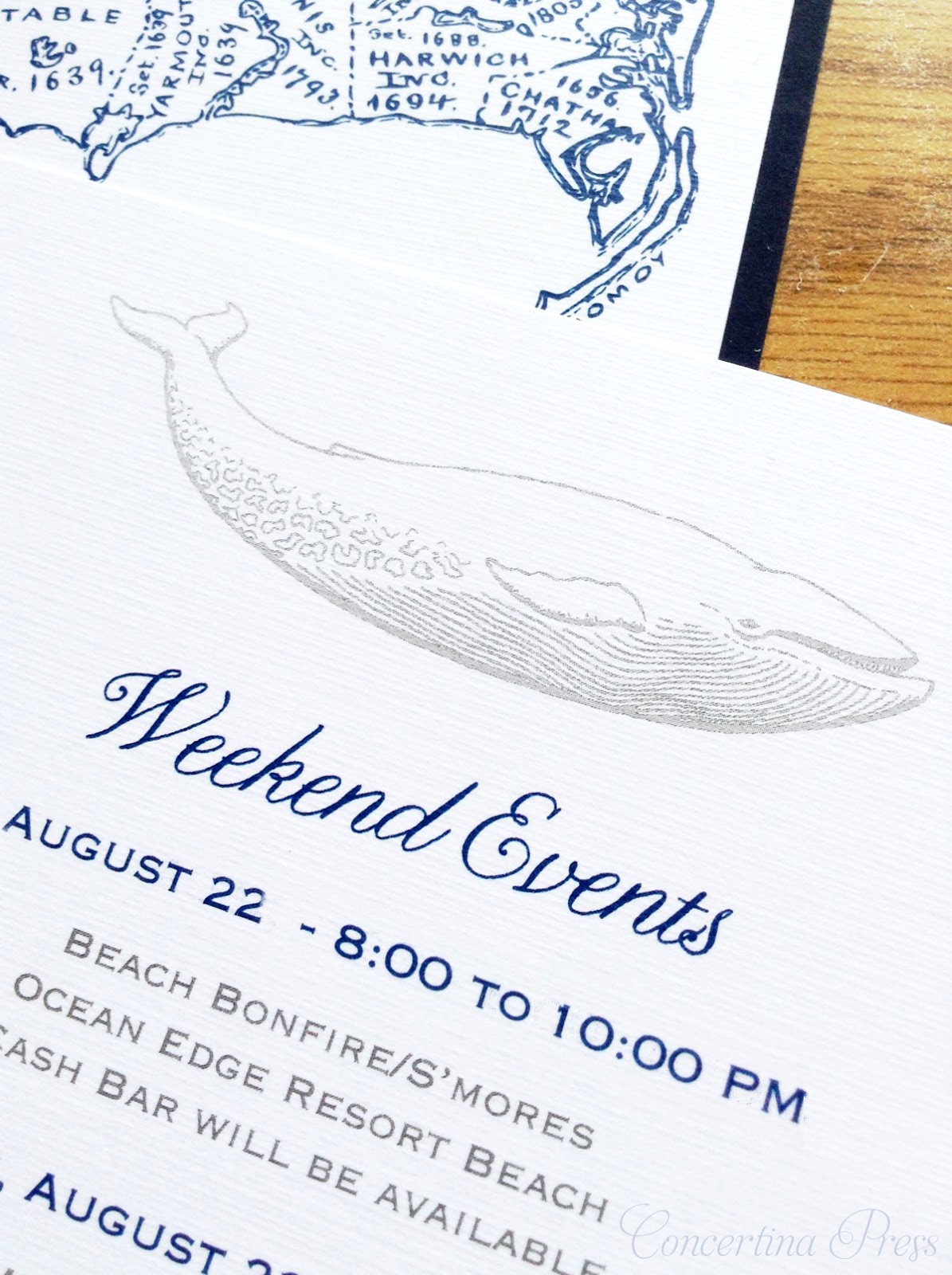 Cape Cod Wedding Weekend Events Card for Ocean Edge Resort in Brewster
