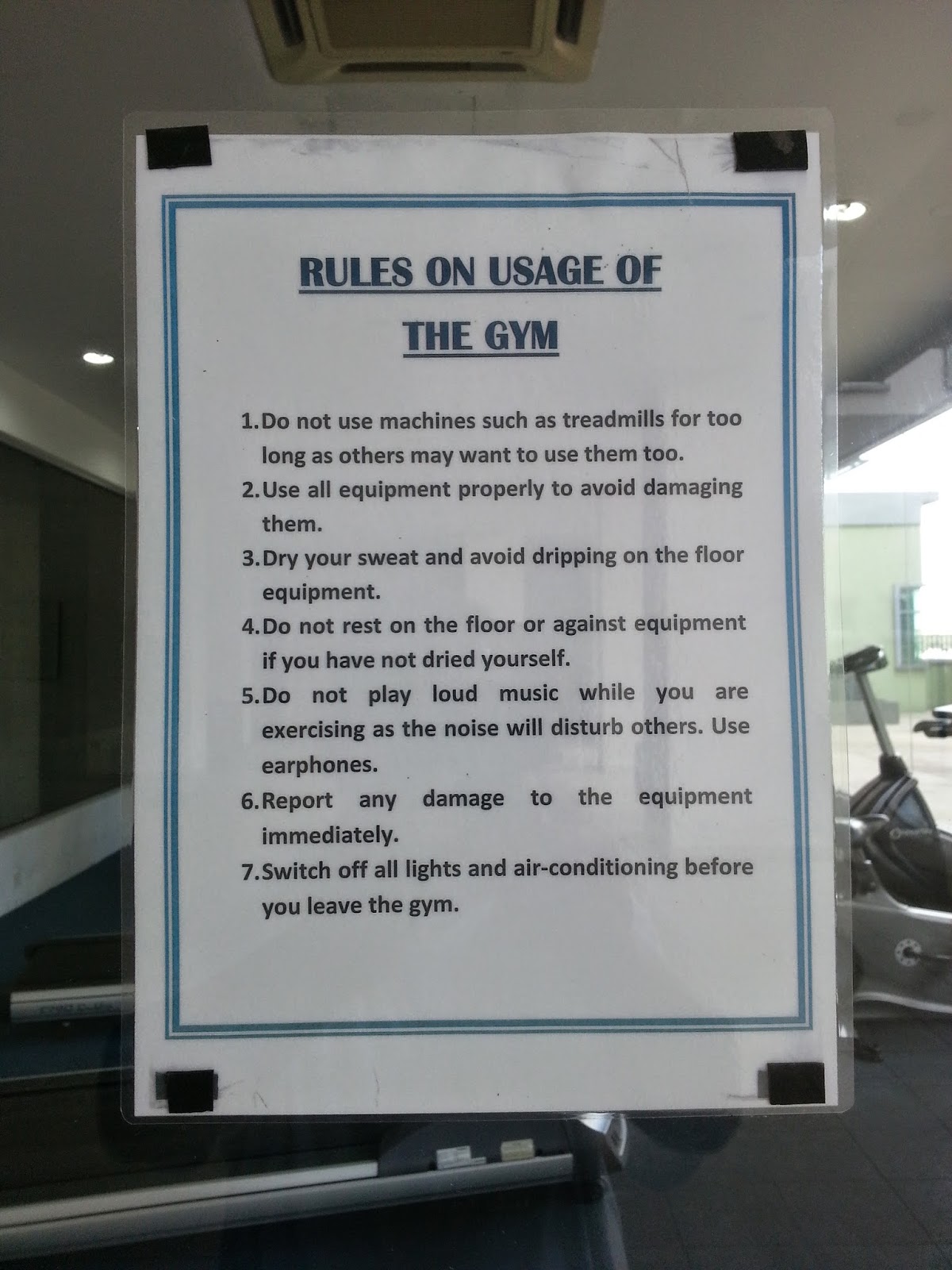News & Activities eTiara Reminder About Our Gym Regulations