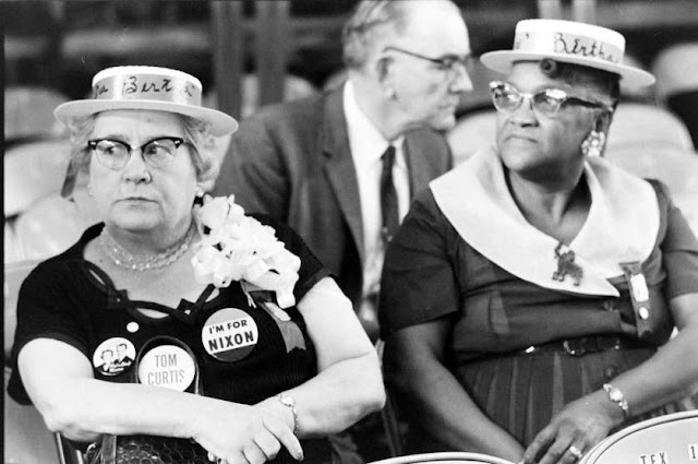 1960 Republican National Convention in Chicago. Two ladies who support Nixon 1960 Republican National Convention in Chicago. Two ladies who support Nixon
