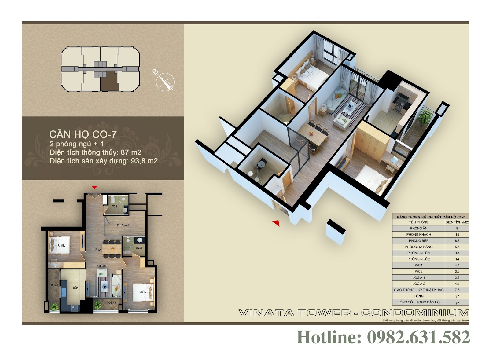Thiết kế căn hộ chung cư Vinata Tower CO-07