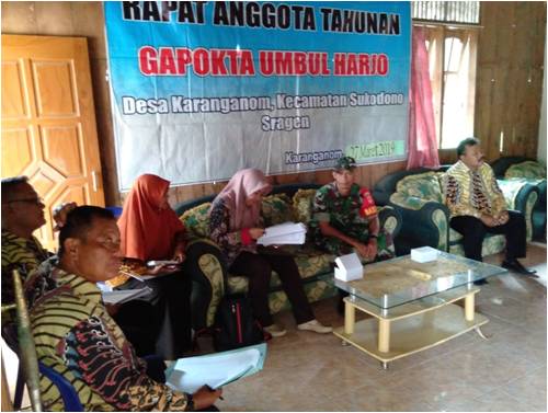 Babinsa Karanganom Hadiri RAT Gapoktan Umbul Harjo