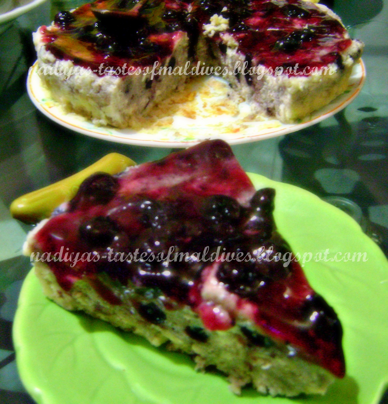 Nadiya's Tastes Of Maldives Blueberry Cream Cheese Pudding Cake