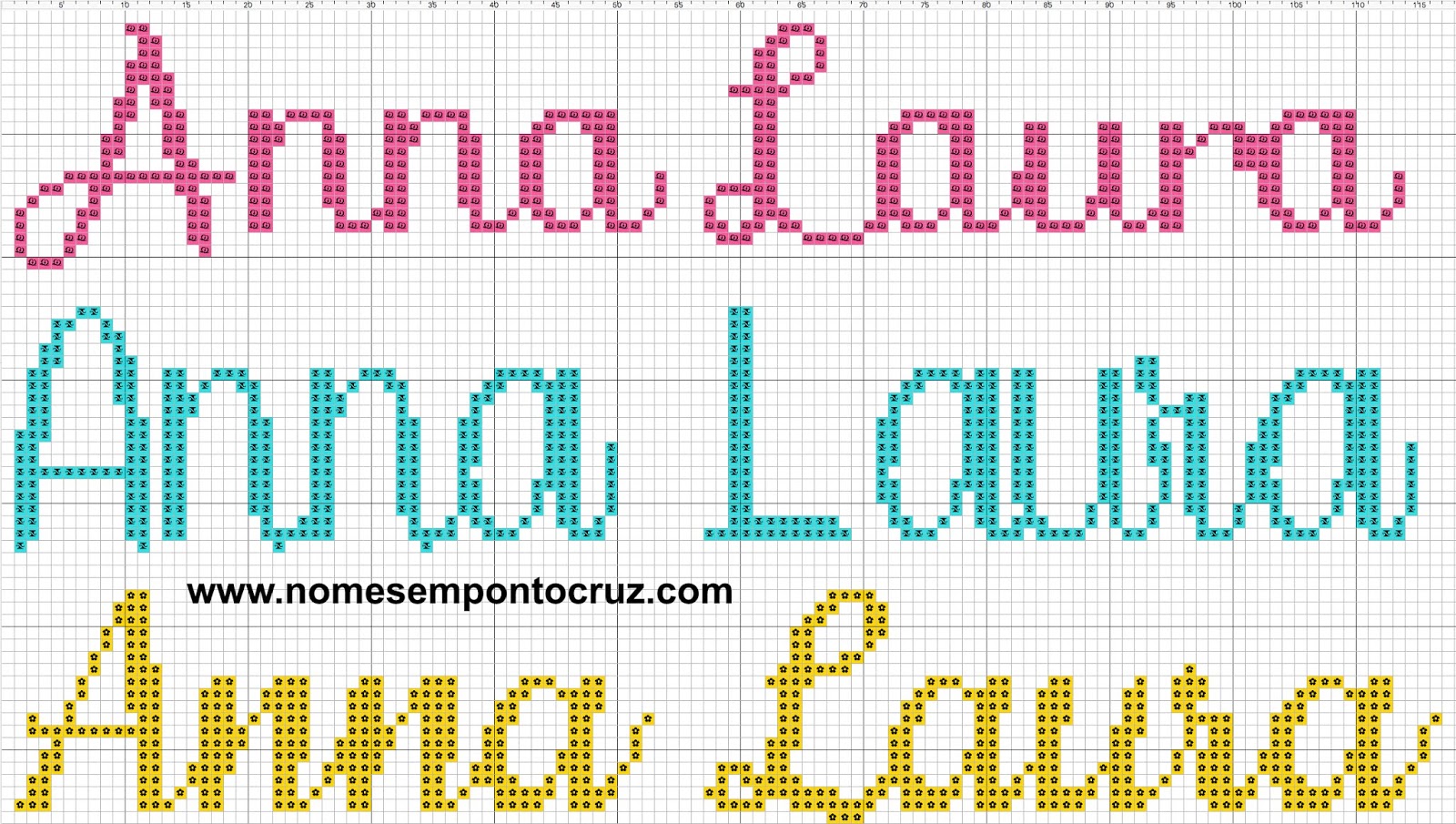 Gráficos de Nomes em Ponto Cruz: Nome Anna Laura em Ponto Cruz