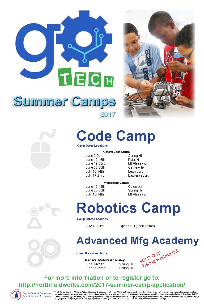 Lewisburg Tennessee Go Tech Summer Camps Now Taking Registrations