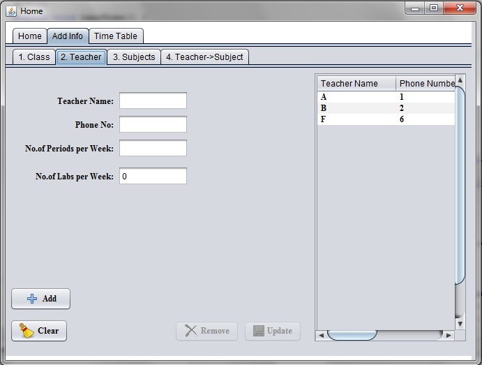 Core Java: Quick Time Table Setter