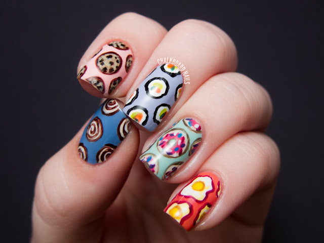 Chalkboard Nails: Seven deadly sins nail art (gluttony)