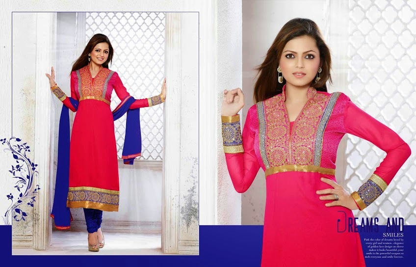 Home2shops: New Arrival Drashti Dhami Embroidered Long Salwar Suit