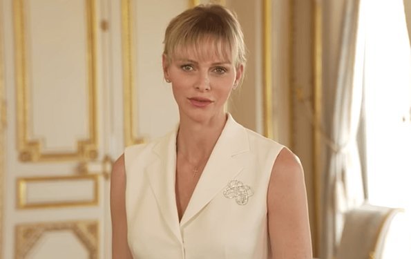 The South African branch of the Princess Charlene of Monaco Foundation. Brunello Cucinelli collection ivory sleeveless blazer