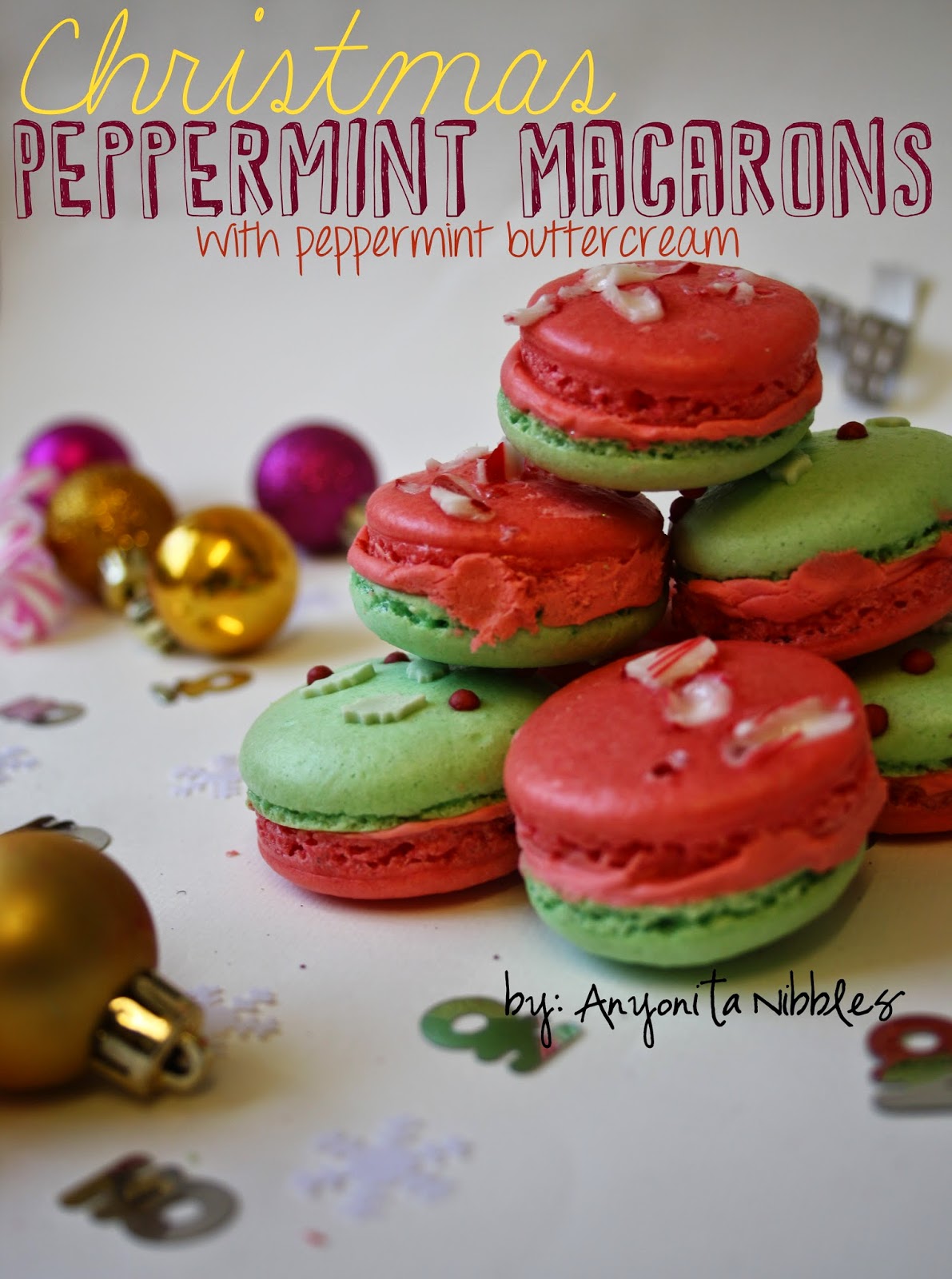 Gluten Free Christmas Peppermint Macarons with Peppermint Buttercream from anyonita-nibbles.co.uk