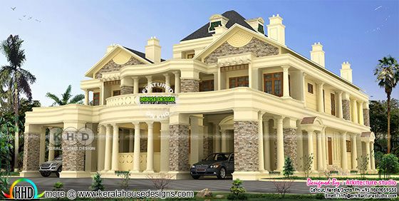 Rendering of decorative Colonial home