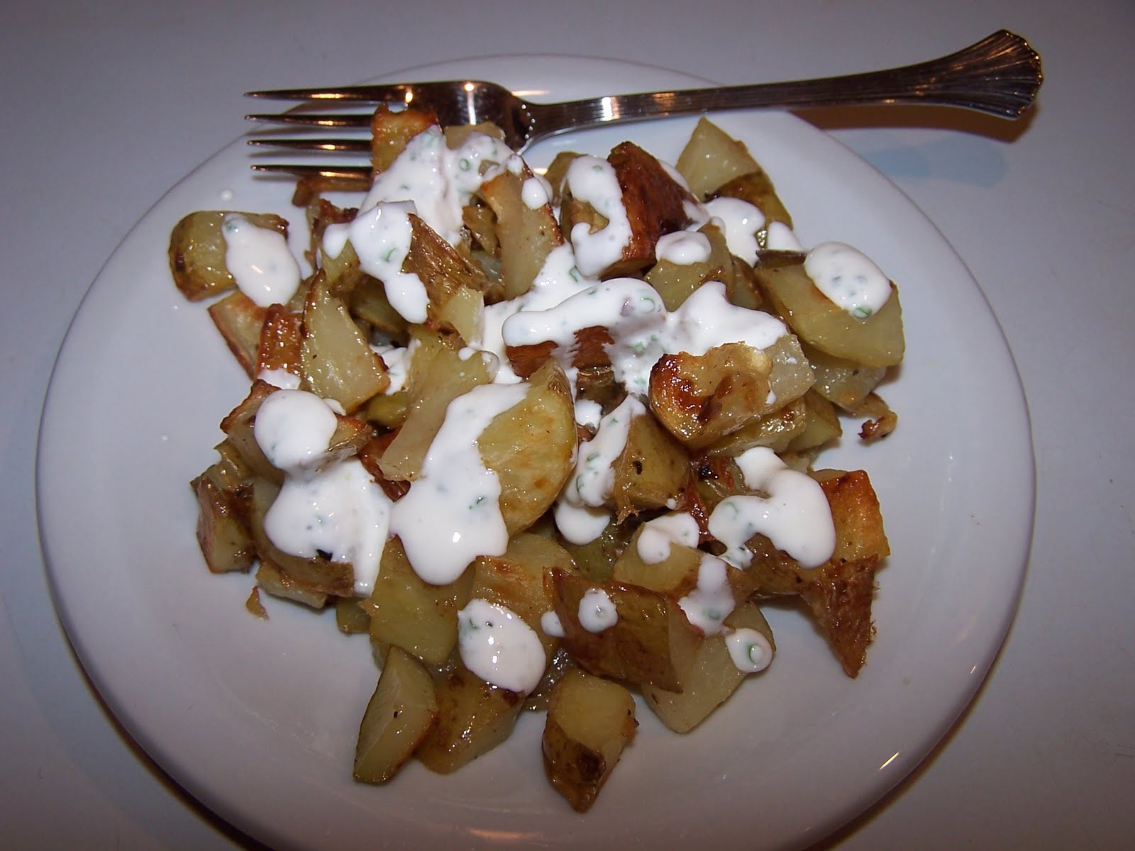 The SemiVegetarian Cook Roasted Potatoes with Garlic & Chive Sour