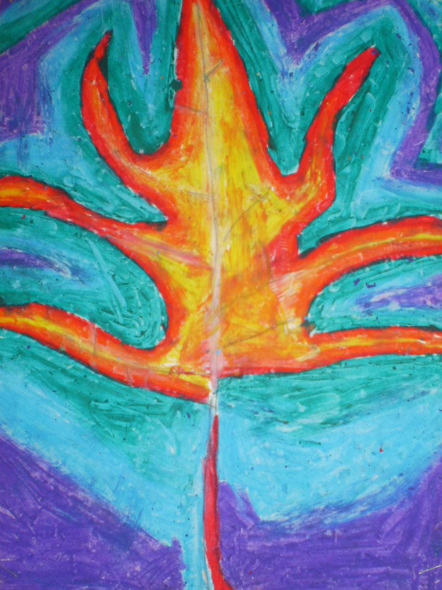 5th Grade oil pastel leaves