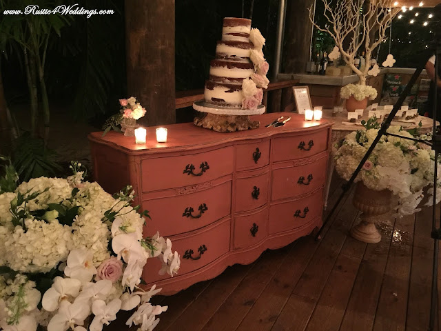 Rustic Wedding Wedding Cake and Server Set with Floral Arrangements Rustic Wedding Wedding Cake and Server Set with Floral Arrangements