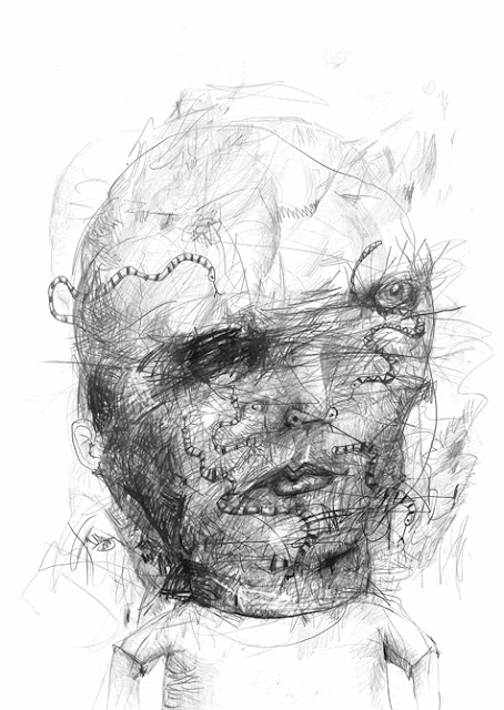 "Snakes" por Stefan Zsaitsits, 2010 | creative emotional drawings, art black and white, cool stuff, pictures, deep feelings, sad | imagenes chidas imaginativas tristes, emociones y sentimientos, depresion
