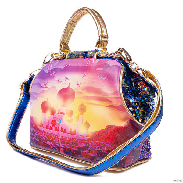 Irregular Choice Disney A Whole New World Bag with strap Disney Aladdin handbag from back with long detachable strap