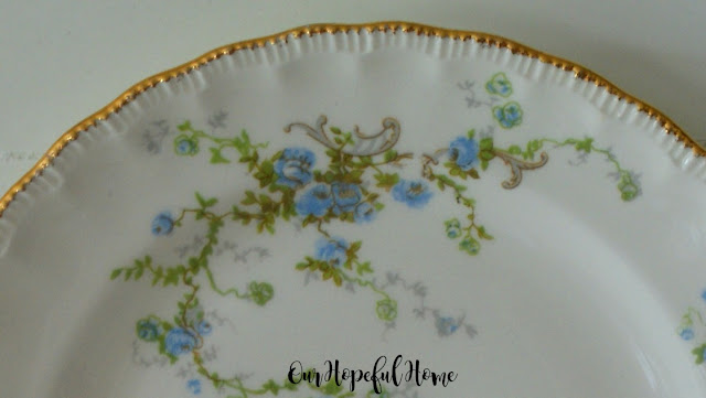 thrifted Popegosser china gilded rim blue floral plate