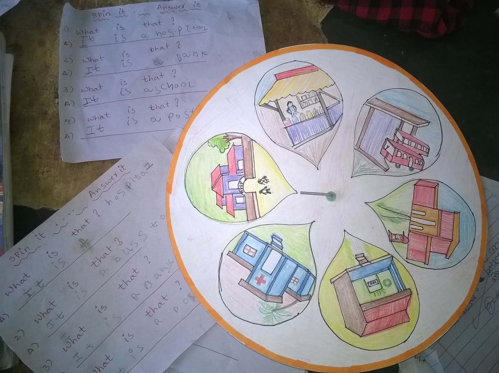 Creative primary English writing activity. (SPIN IT ..ANSWER IT