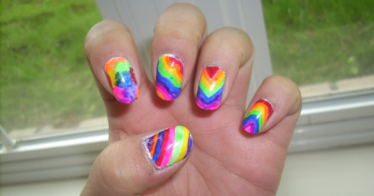 Polish all day, all night.: Neon Rainbow Nail Art