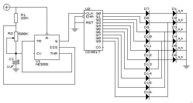 Simple Knight Rider lights Circuit for model cars | Wiring circuit