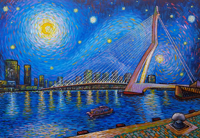 Like Van Gogh by Erika Stanley Rotterdam Erasmus bridge