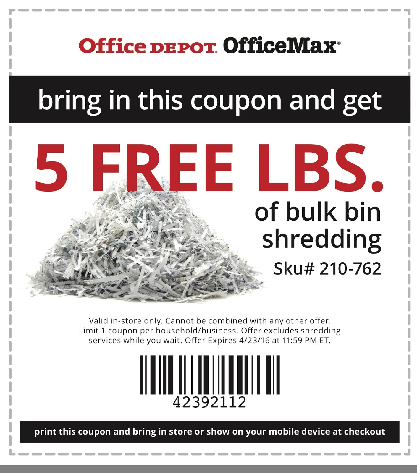 FREE IS MY LIFE: COUPON: FREE Document Shredding at Office Depot and  OfficeMax for Tax Season - ENDS 4/23