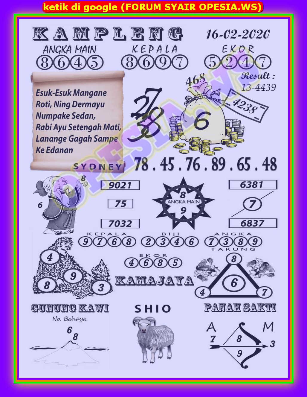 1 New Message Kode Syair Sydney 16 Februari 2020 Forum Syair Togel Hongkong Singapura Sydney