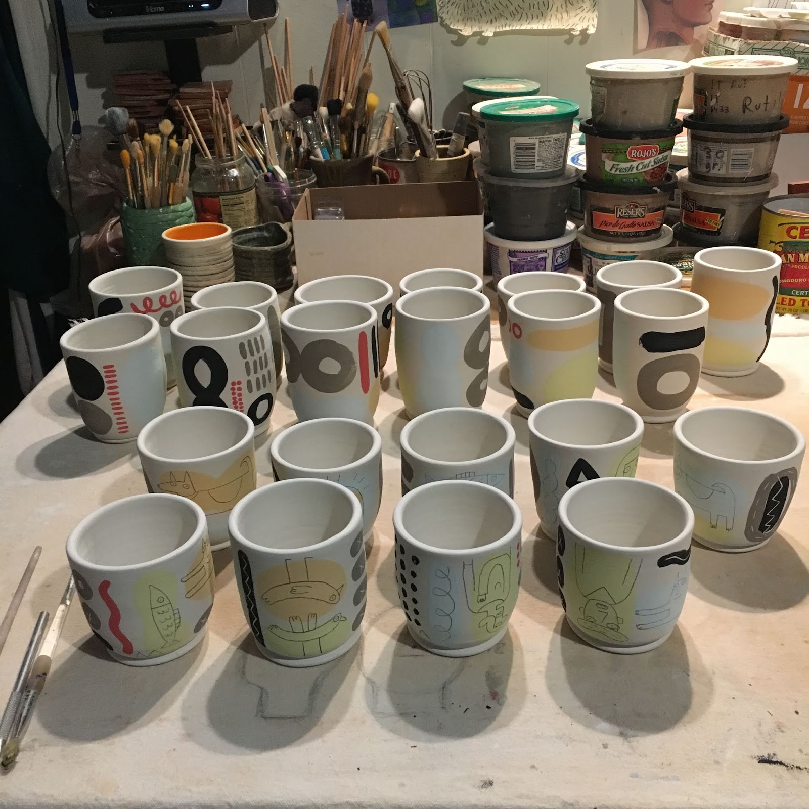 Kim Murton Painting cupsa few steps