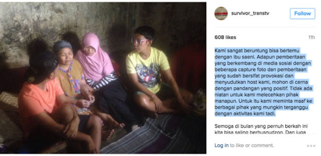 Lewat Instagram, Acara Survivor TransTV Minta Maaf Ruben Onsu Makan di Warung Ibu Saeni Lewat Instagram, Acara Survivor TransTV Minta Maaf Ruben Onsu Makan di Warung Ibu Saeni