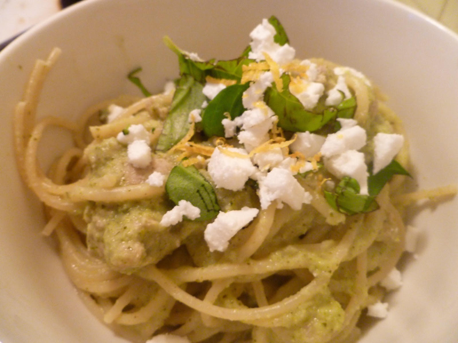 The Gourmet Student Pasta with Broccoli Goat Cheese Pesto