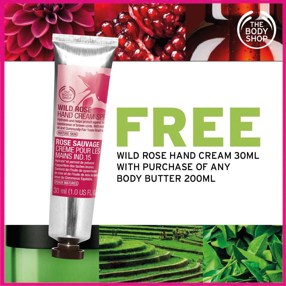 The Body Free Handcream, Free Pouch, Discounted Masks & Other Deals Until 5 February 2017 | HARGA - Harga Runtuh - Durian Runtuh