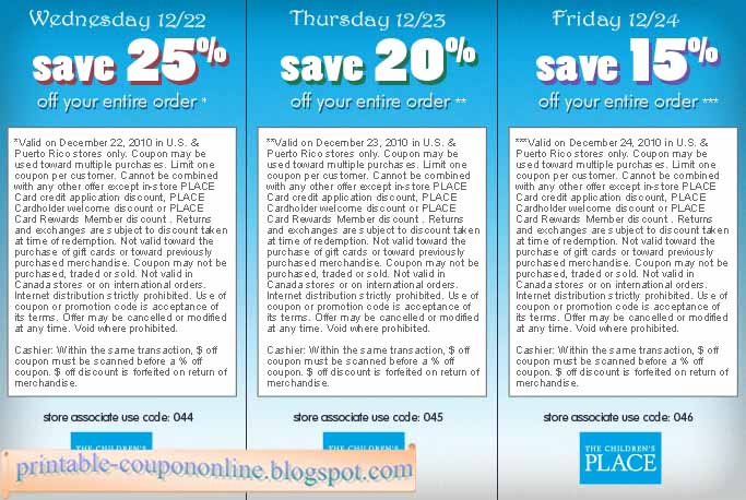 Children's place canada printable coupons 2018
