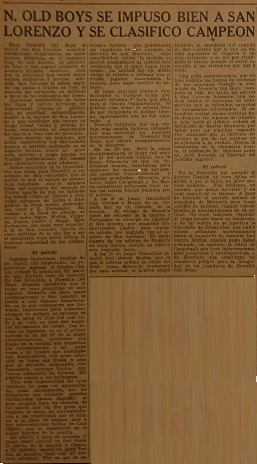 Historia del mas Popular Torneo Internacional Nocturno o Copa de Oro 1943.