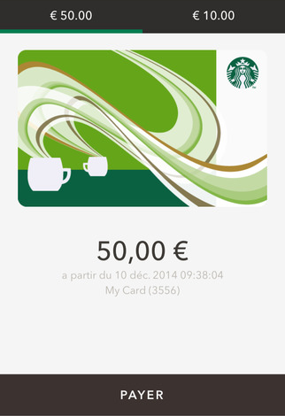Paiement mobile avec l'application Starbucks
