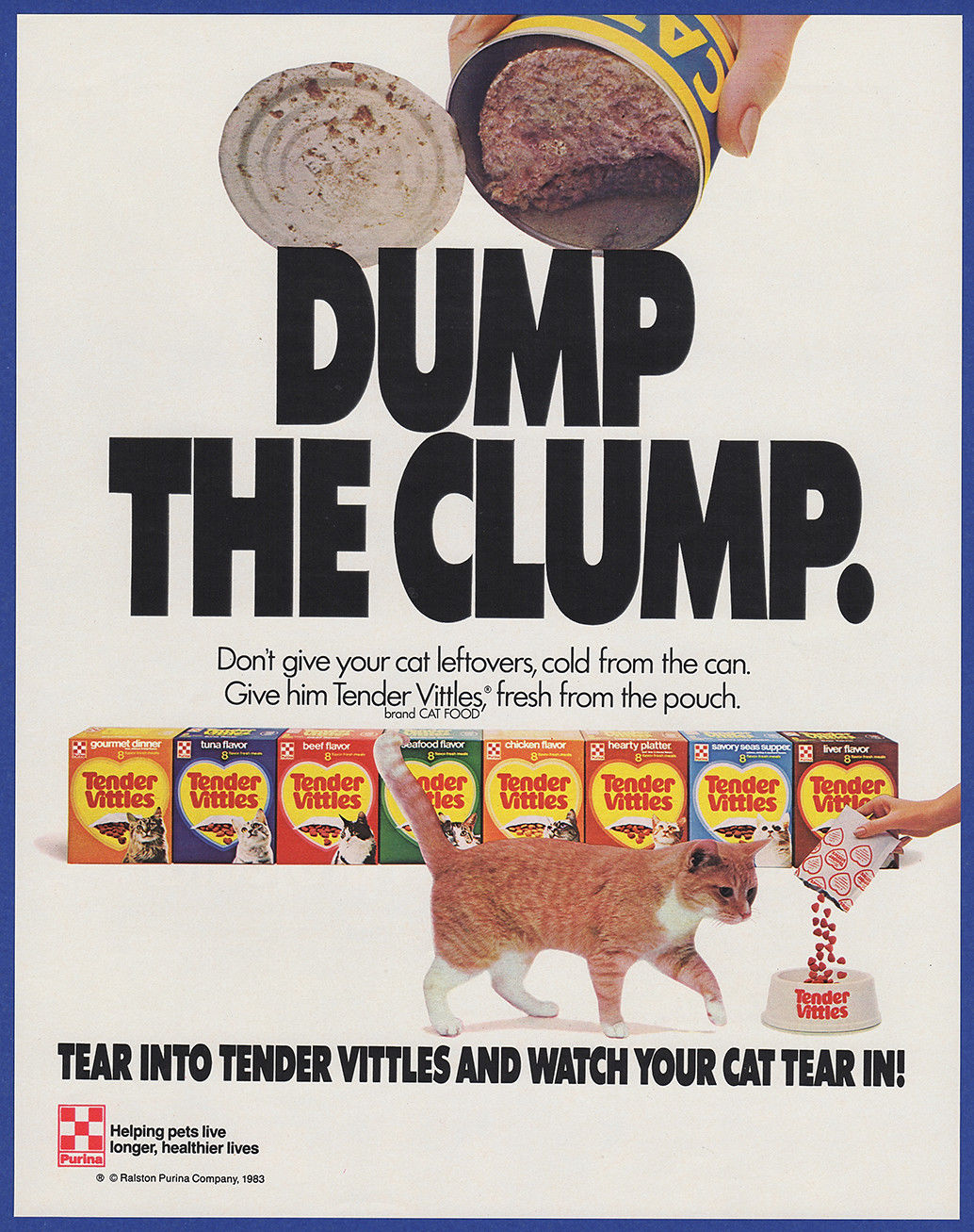 1984 PURINA Cat Food Magazine Ad TENDER VITTLES Old Magazine Ads