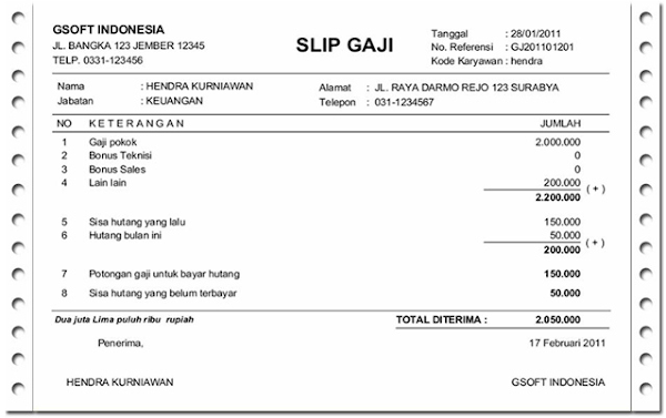 Contoh Slip Gaji Karyawan Terbaru Lengkap Dengan Rumus Exel