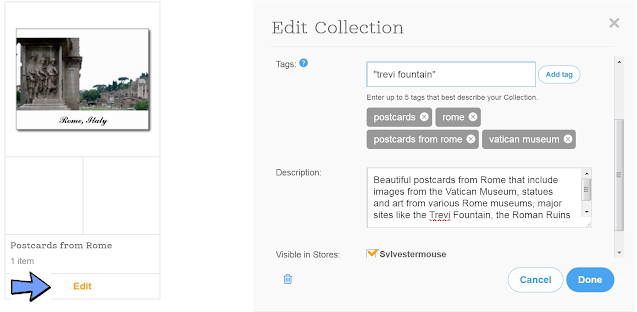 add a title, tags and description to a zazzle collection