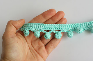 Handmade crochet cotton pompom trim ribbon