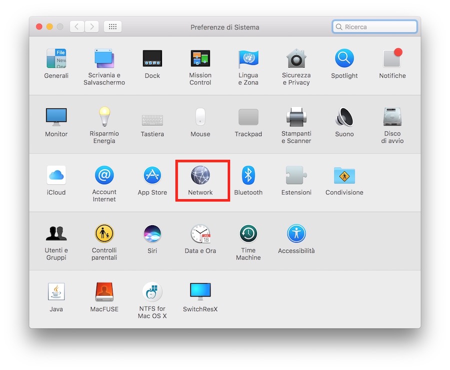 icona network impostazioni mac