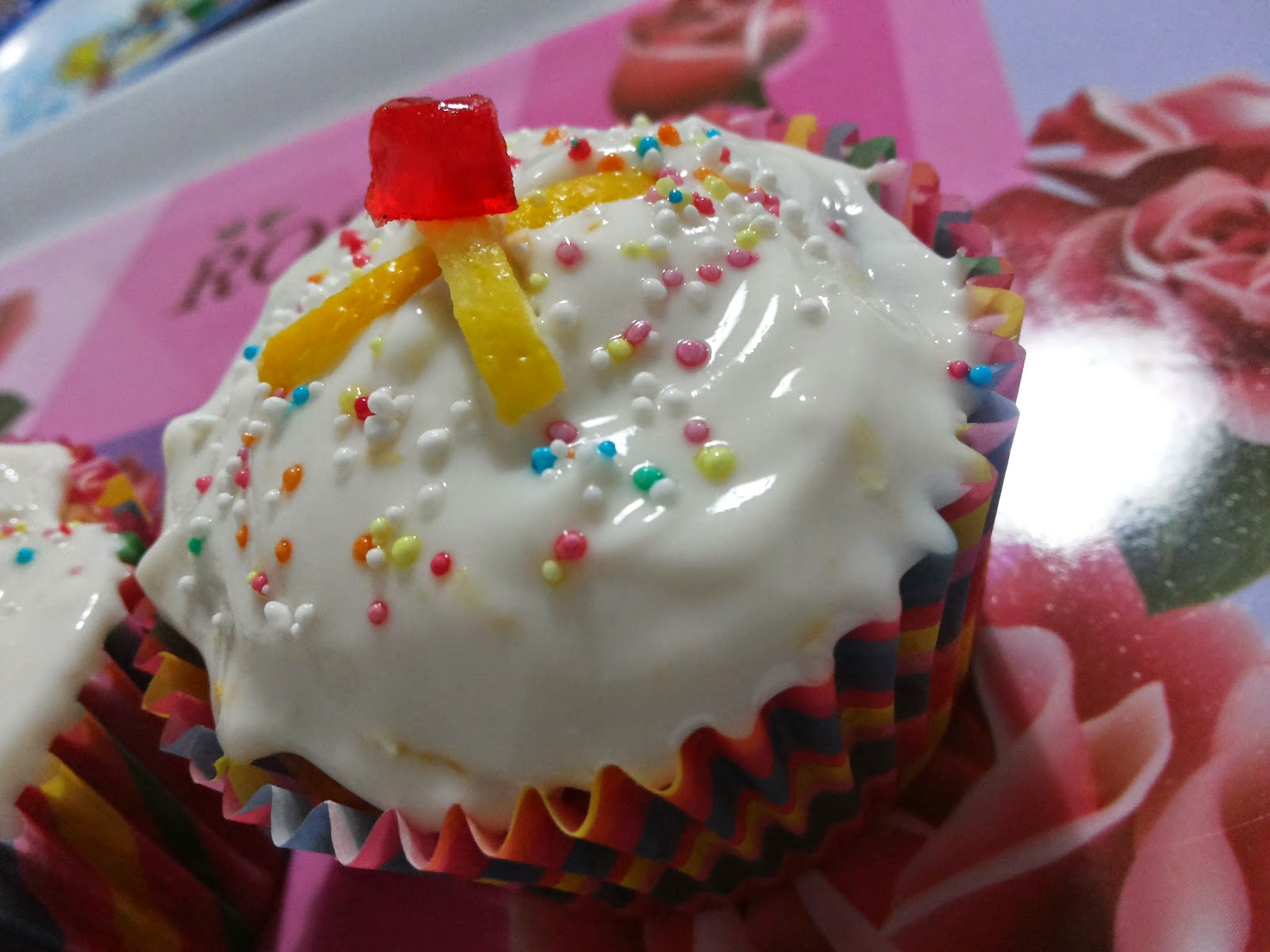 Manju's Food Fruity Vanilla Cupcakes with Lemony Hung Curd Icing