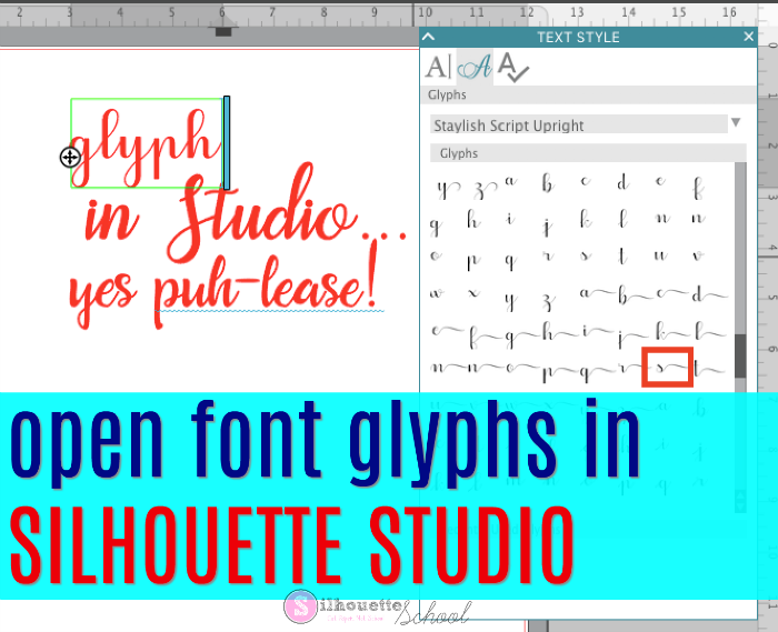 Silhouette studio font glyphs tutorial help v3 v4