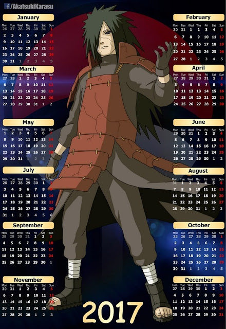 Calendario 2017 Naruto Madara