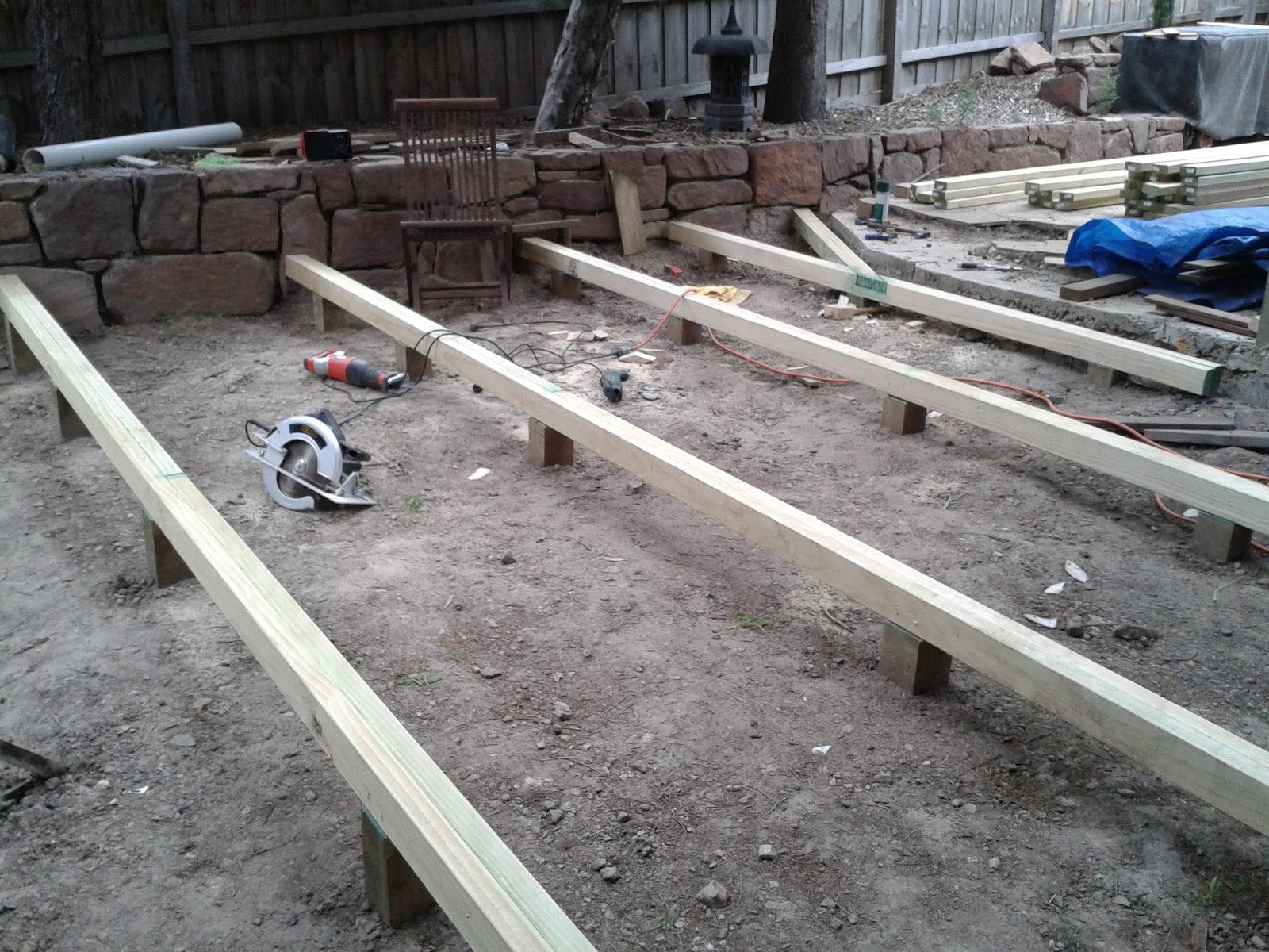 Let's Build a Deck Time to build a deck. Laying down the bearers