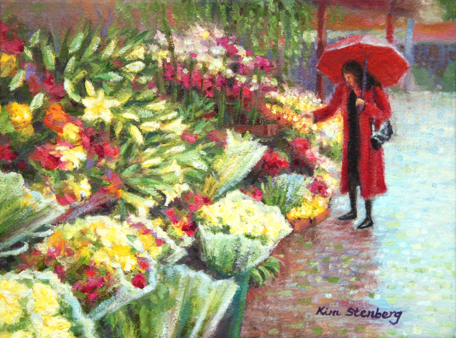 Kim Stenberg's Painting Journal "New York Flower Market on a Rainy Day