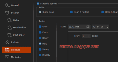 menjadwalkan pembersihan di free privacy eraser